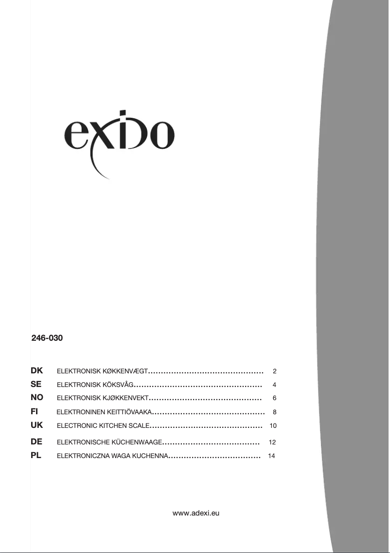 Page 1 of the manual User Manual Exido 246-030