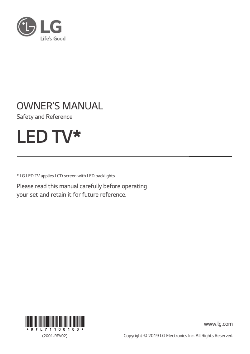 First page image of the manual for 43UM7600 TV