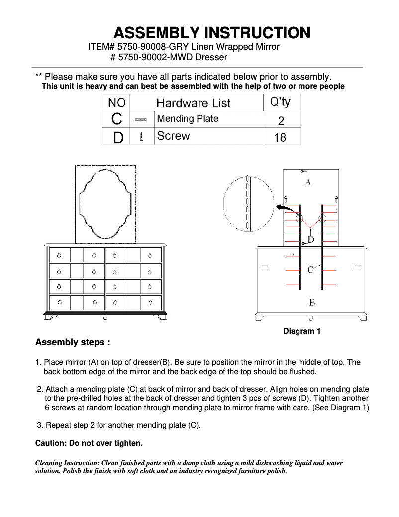 First page image of the manual for 5750-90008-GRY