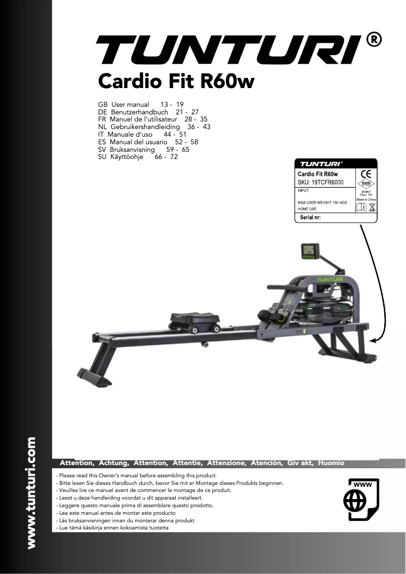 First page image of the manual for Cardio Fit R60w