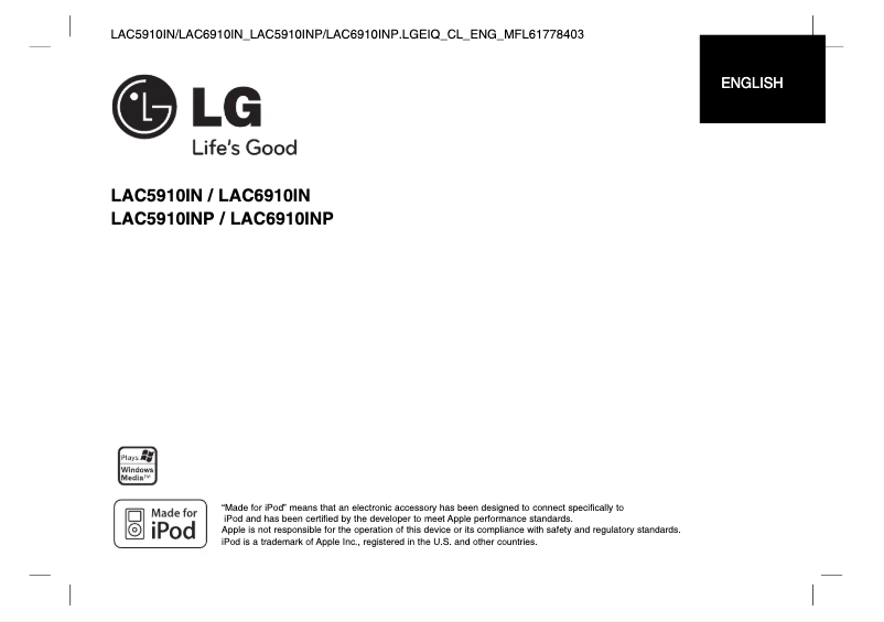 First page image of the manual for LAC5910INP