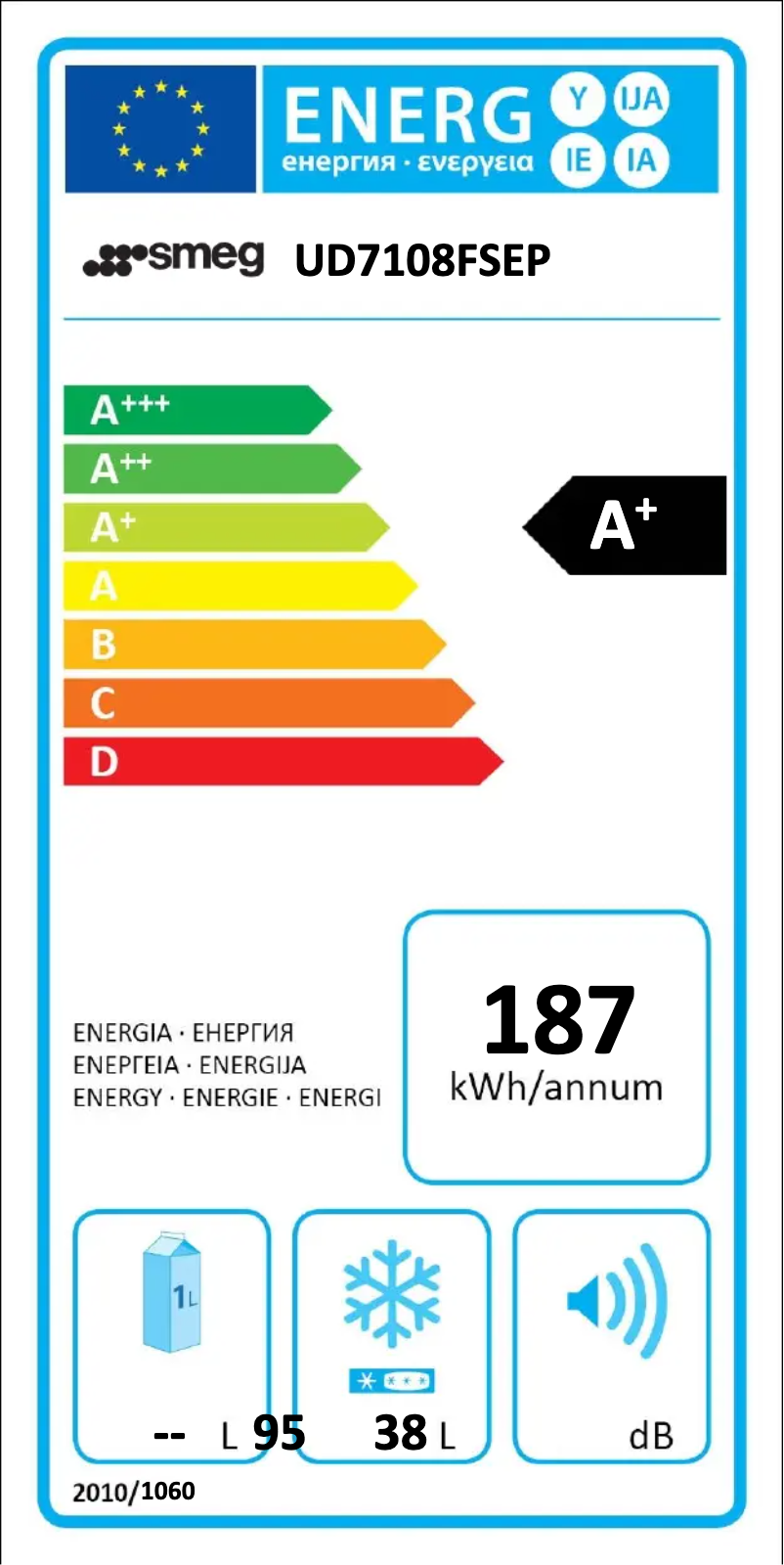 Page 1 of the manual Energy Label Smeg UD7108FSEP