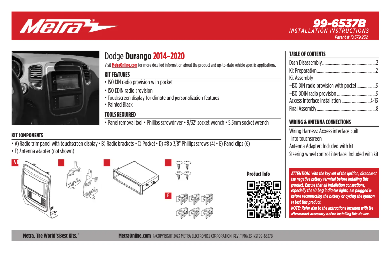Page 1 of the manual User Manual AXESS 99-6537B