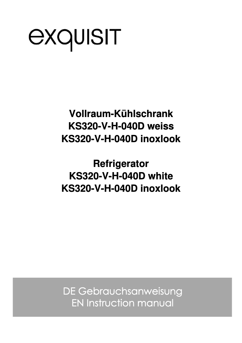 Page 1 of the manual User Manual Exquisit KS320-V-H-040D