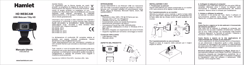 Page 1 of the manual User Manual Hamlet HWCAM720