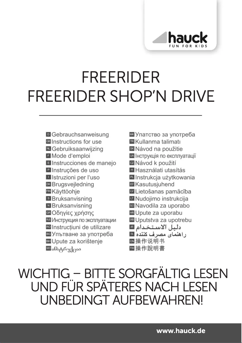 Page 1 de la notice Manuel utilisateur Hauck Freerider