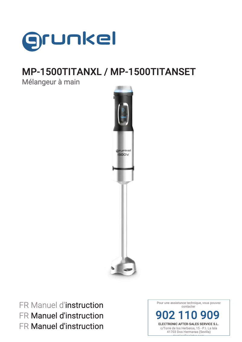 First page image of the manual for MP-1500TITANXL