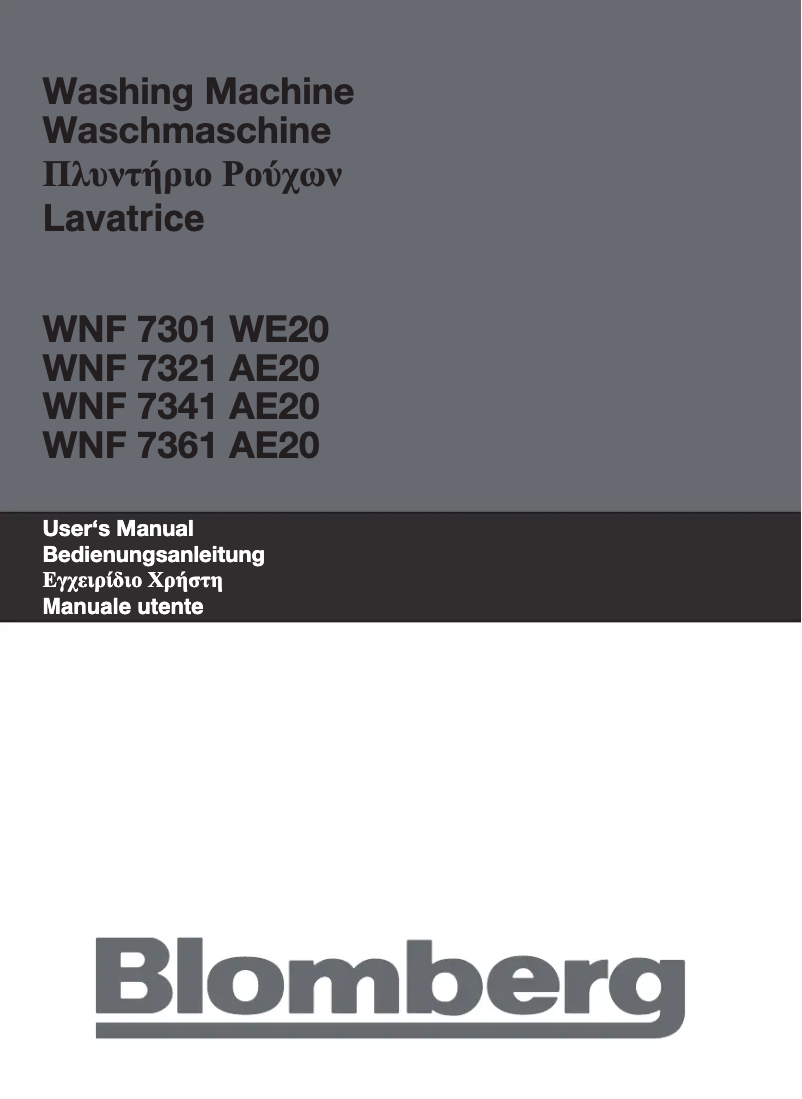 First page image of the manual for WNF 7301 WE20