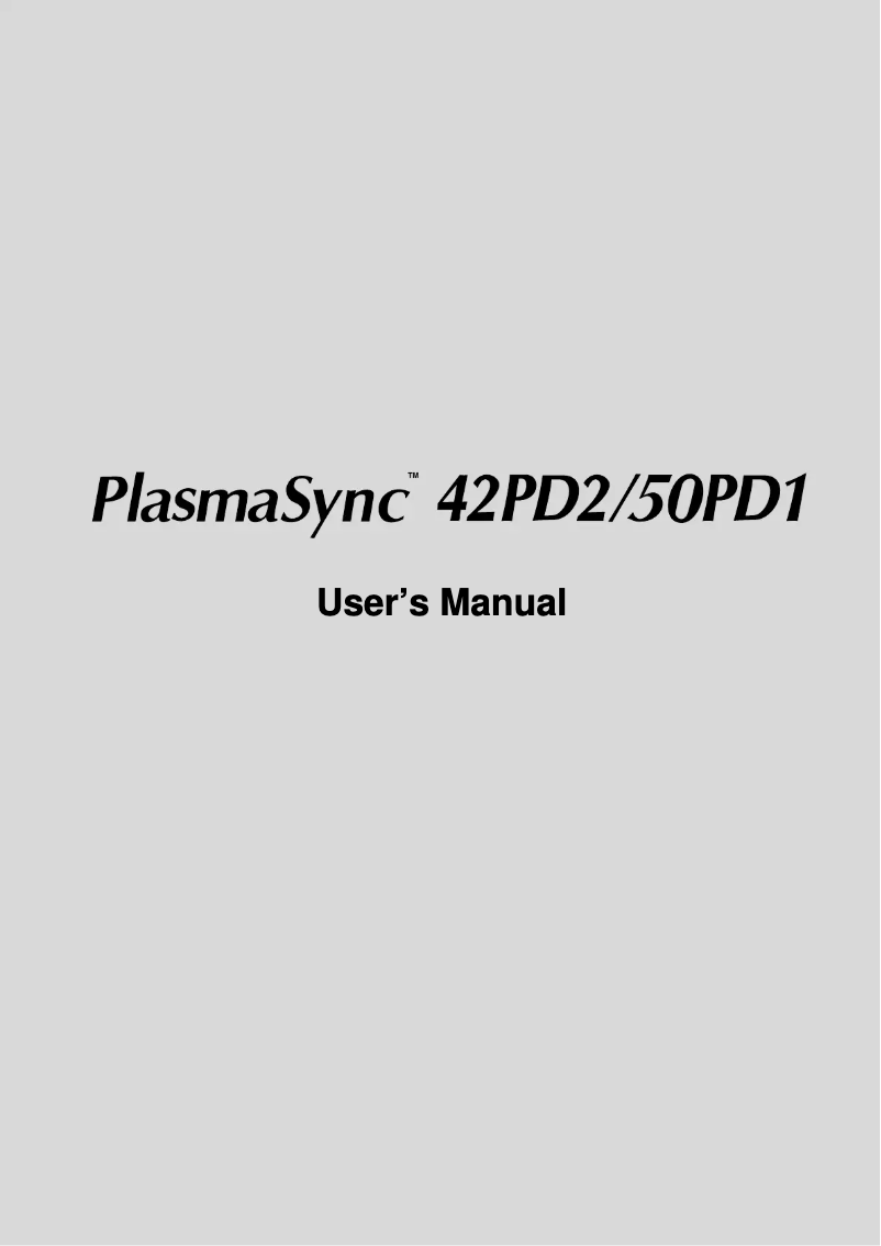 First page image of the manual for PlasmaSync 42VP2