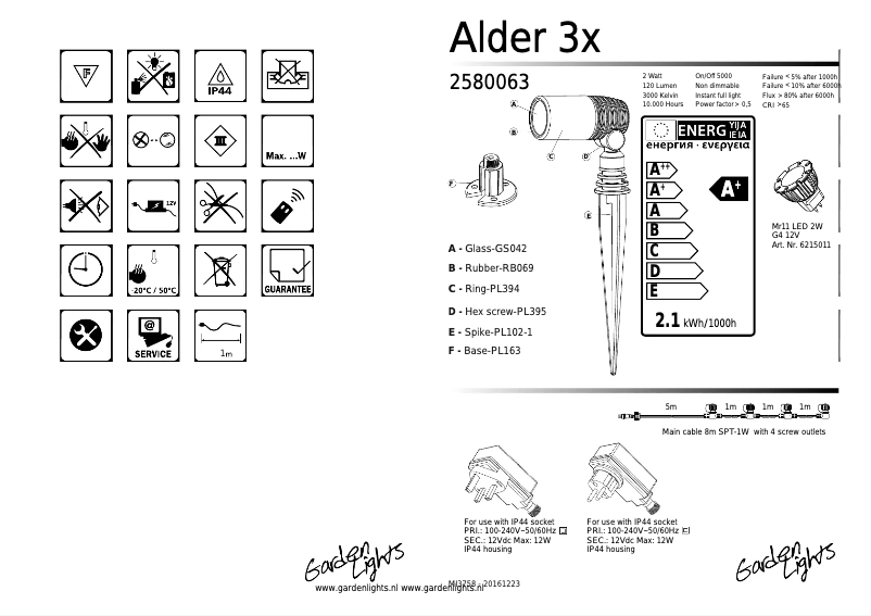 Page 1 of the manual User Manual Garden Lights Alder