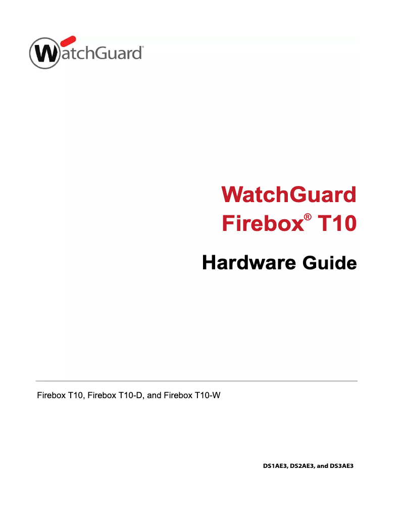 First page image of the manual for Firebox T10 + 1Y Total Security Suite (UK) hardware firewall