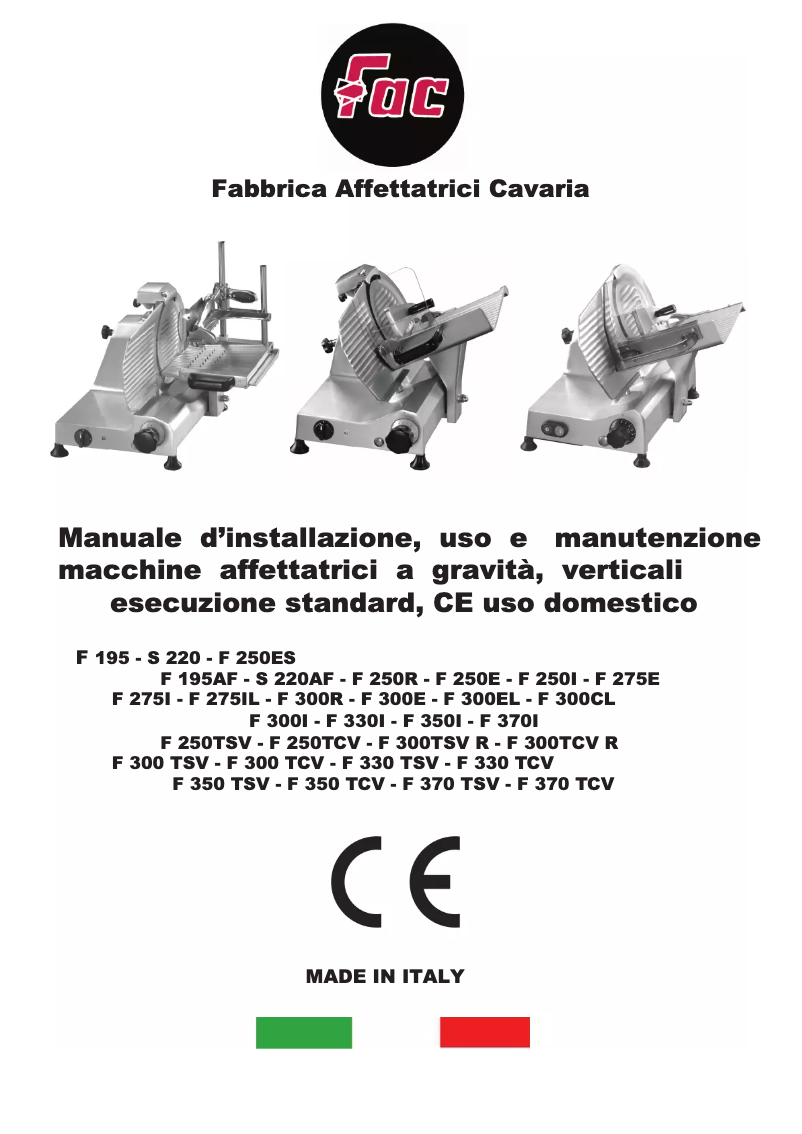 Page 1 de la notice Manuel utilisateur FAC F 300R