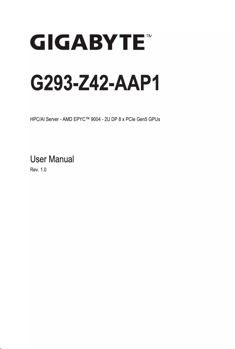 First page image of the manual for G293-Z42