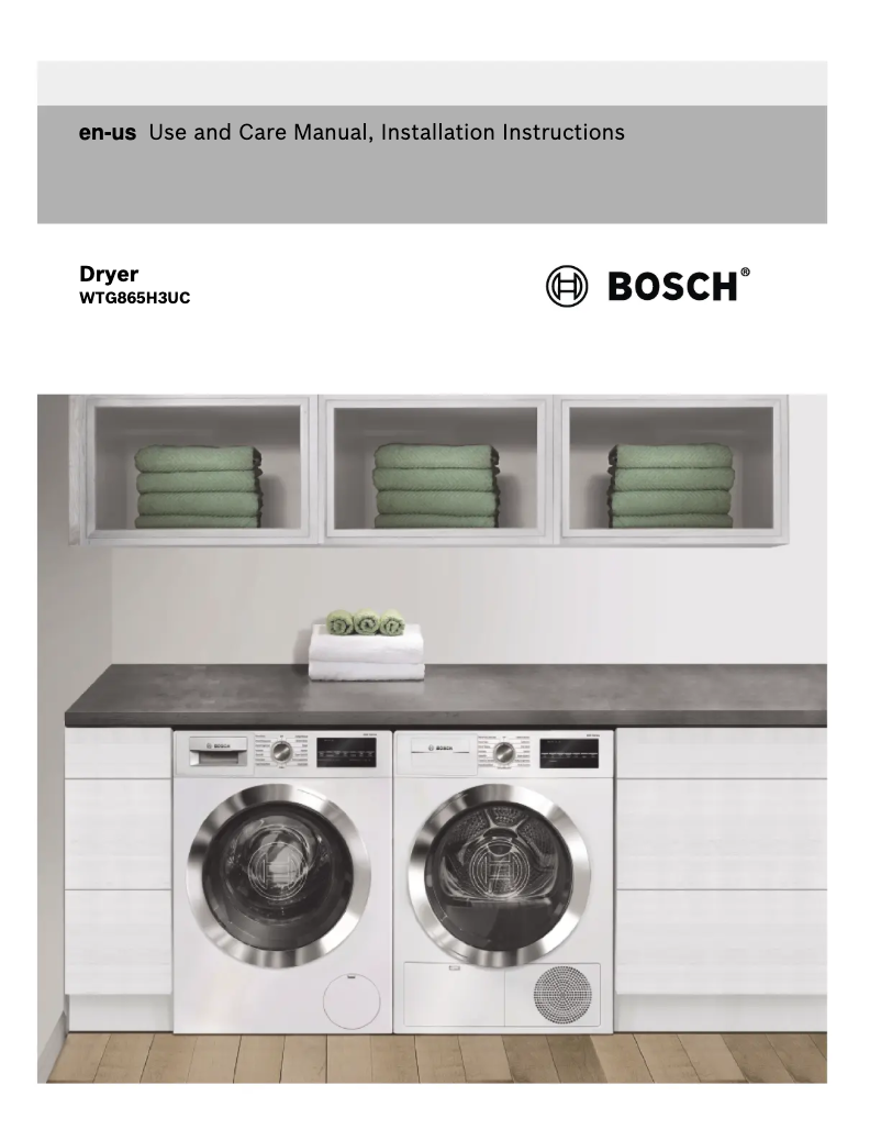 Page 1 of the manual User Manual Bosch WTG865H3UC