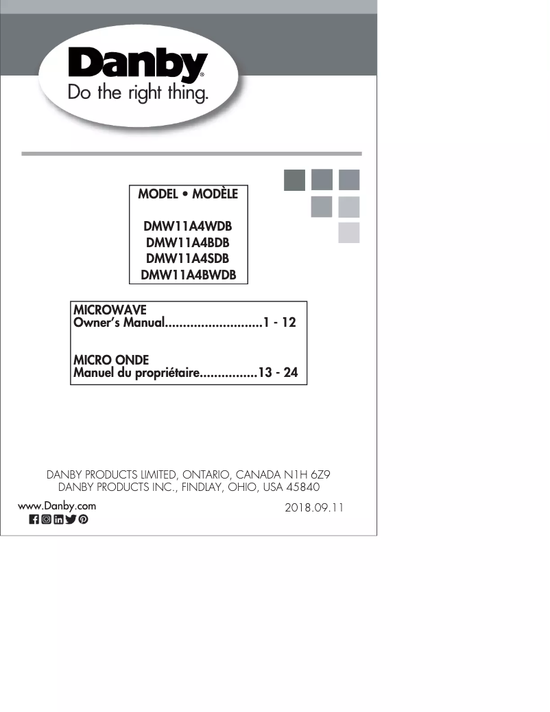 First page image of the manual for DMW11A4SDB