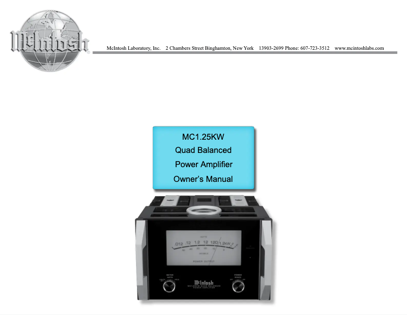 Page 1 of the manual Instruction Manual McIntosh MC1.25KW