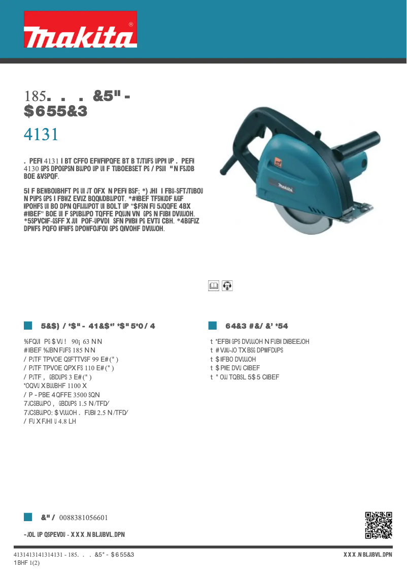 Page 1 of the manual Technical Sheet Makita 4131