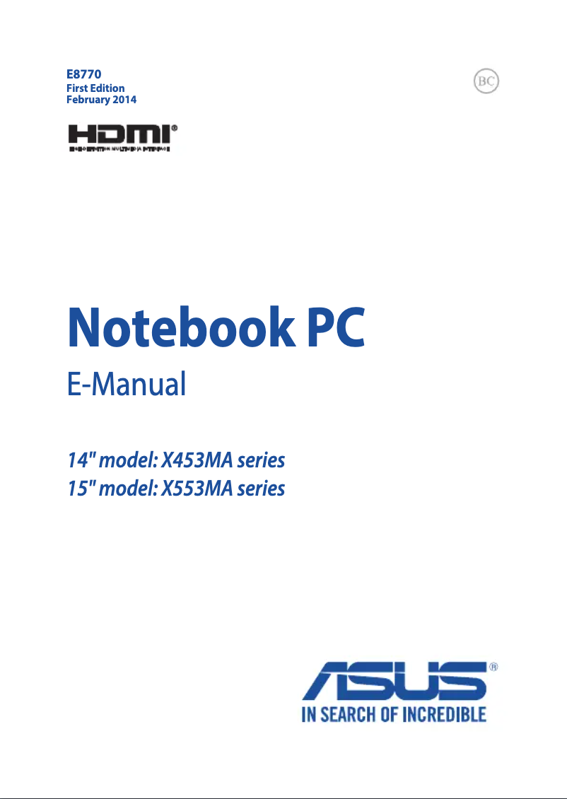Page 1 of the manual User Manual Asus P453MA