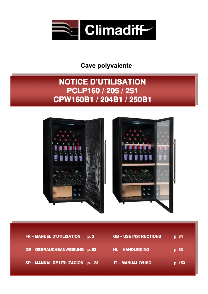 First page image of the manual for PCLP251