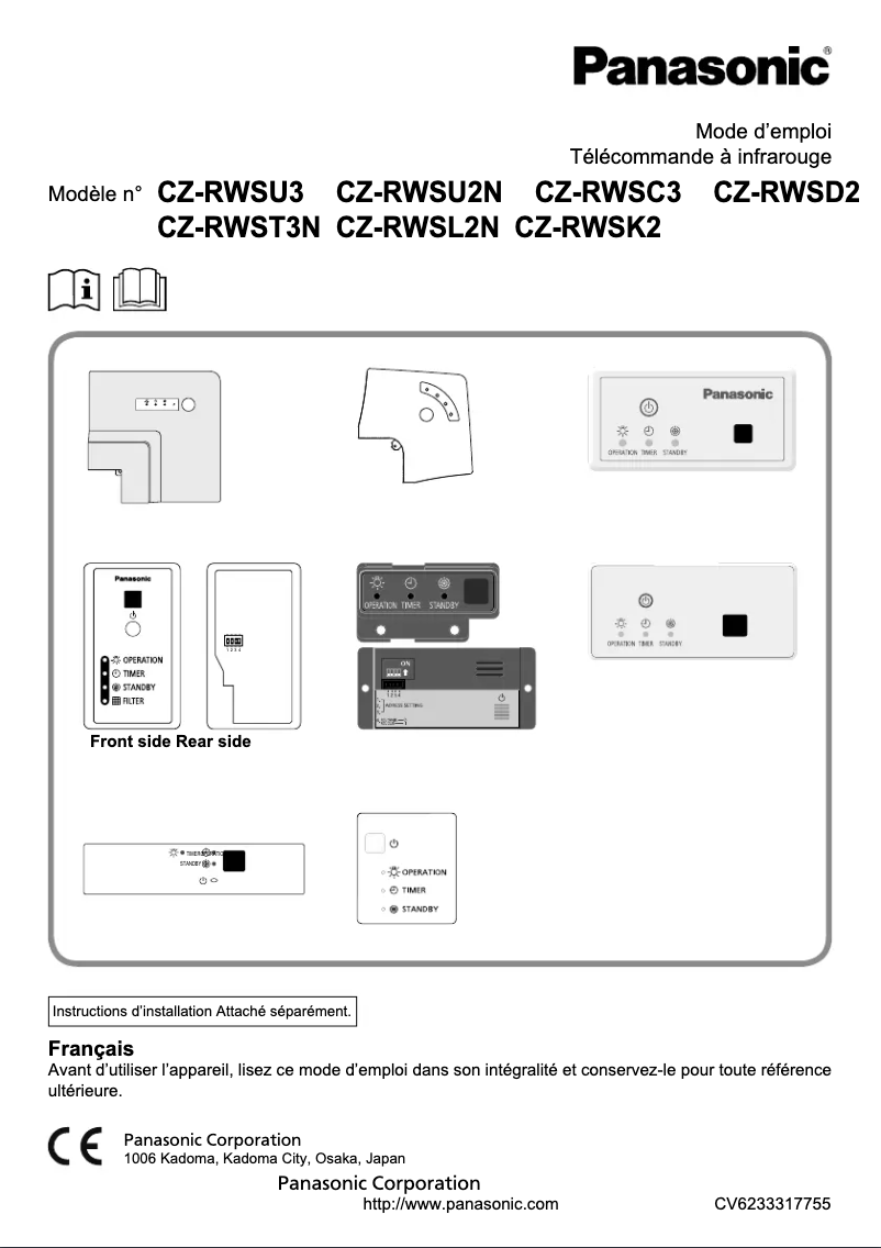 First page image of the manual for CZ-RWSU3
