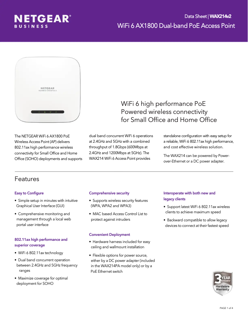 First page image of the manual for WAX214v2