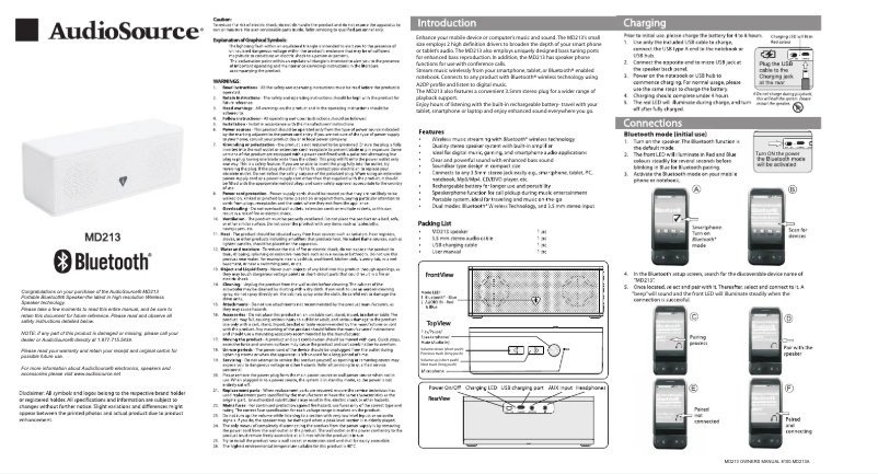 First page image of the manual for MD213