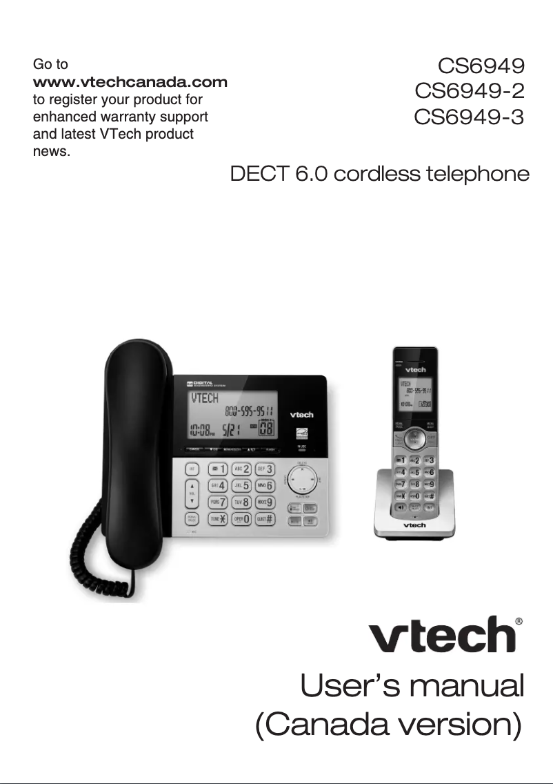 Page 1 of the manual User Manual Vtech Cordless CS6949