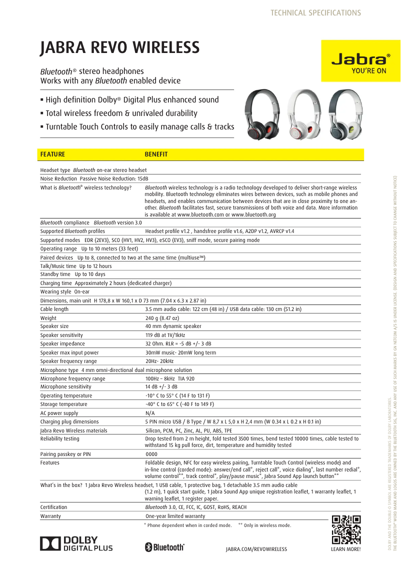 First page image of the manual for REVO Wireless