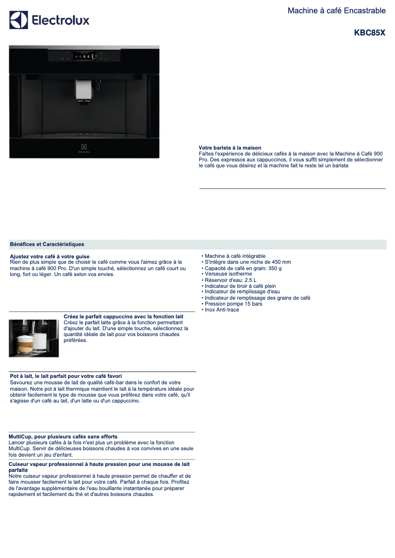 First page image of the manual for KBC85X