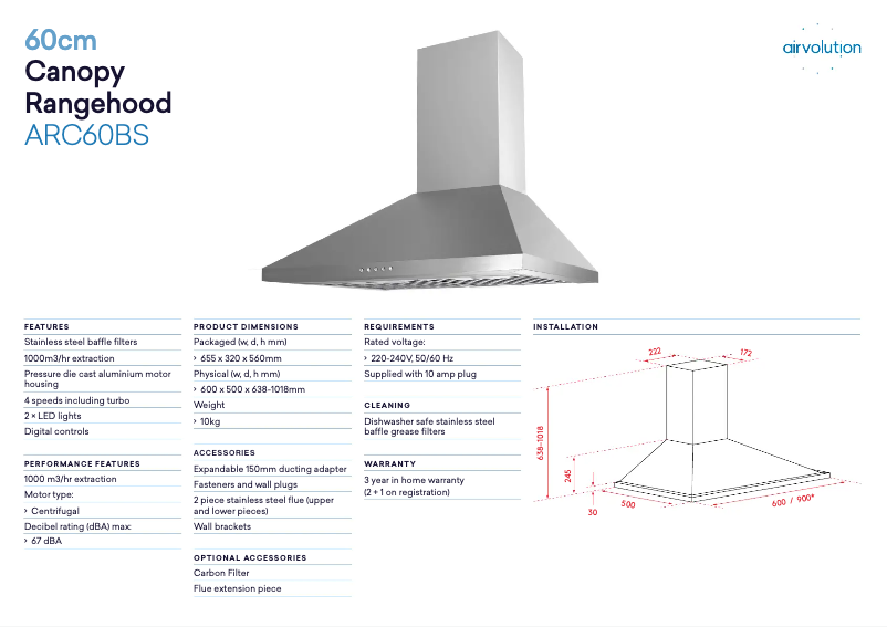First page image of the manual for ARC60BS