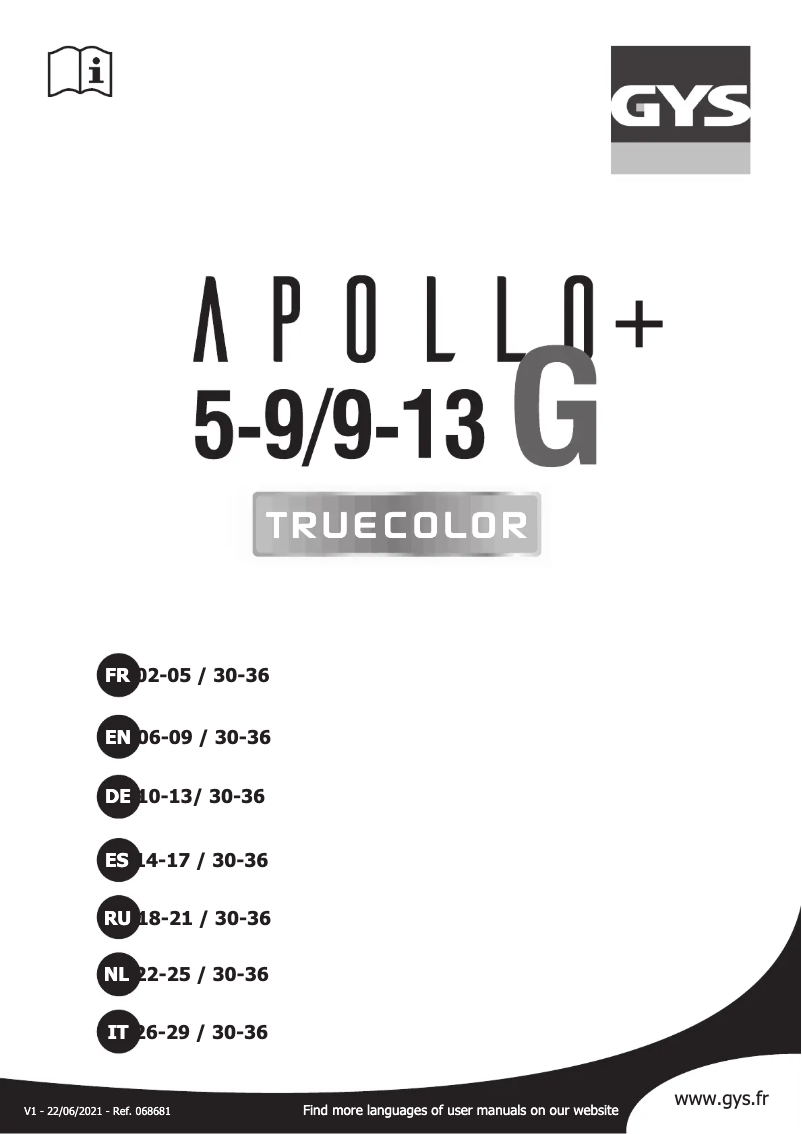 First page image of the manual for LCD Apollo+ 5/9-9/13 G