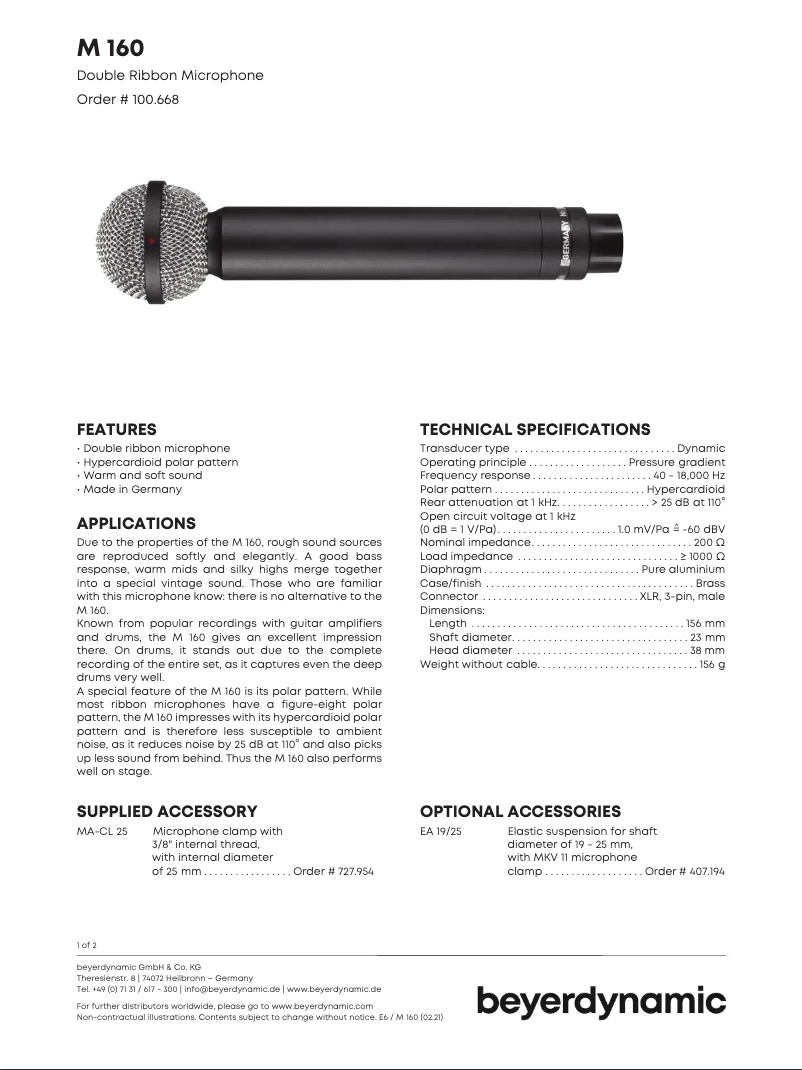 First page image of the manual for M 160