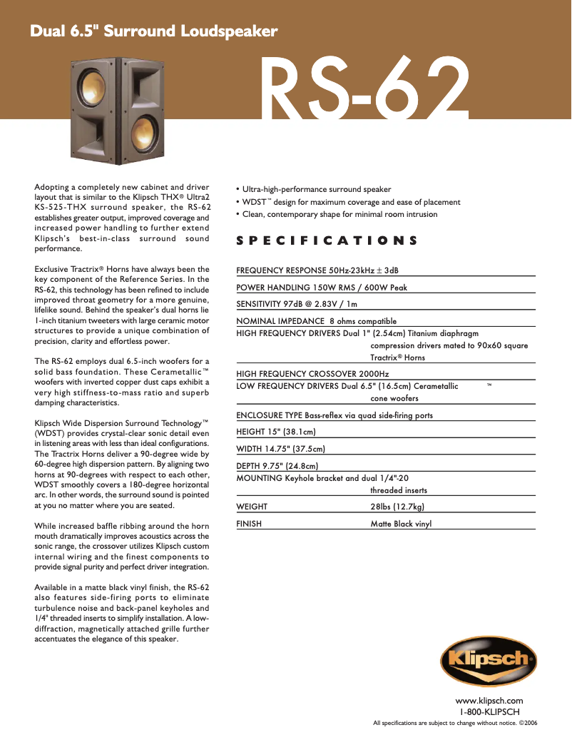 First page image of the manual for RS-62