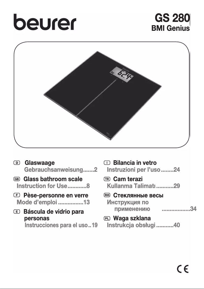 First page image of the manual for GS 280 BMI Genius