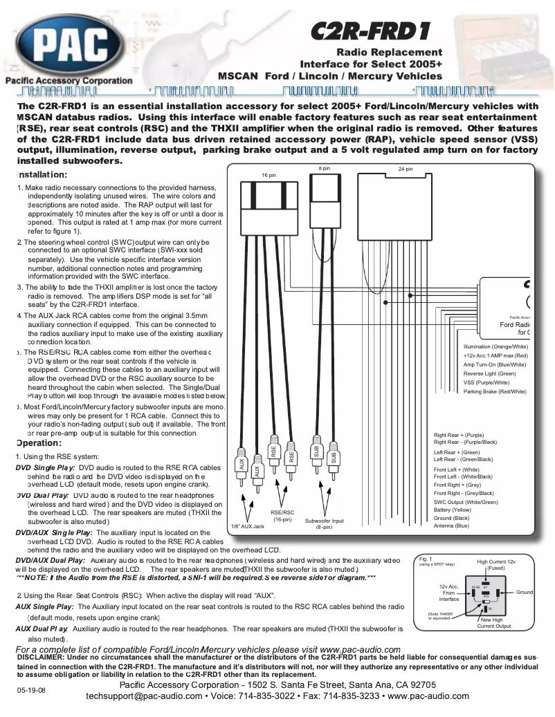 First page image of the manual for C2R-FRD1