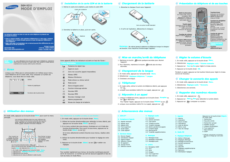 Page 1 of the manual User Manual Samsung SGH-X210