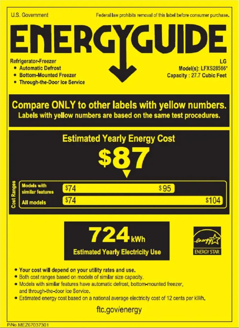 Page 1 of the manual Energy Label LG LFXS28566D
