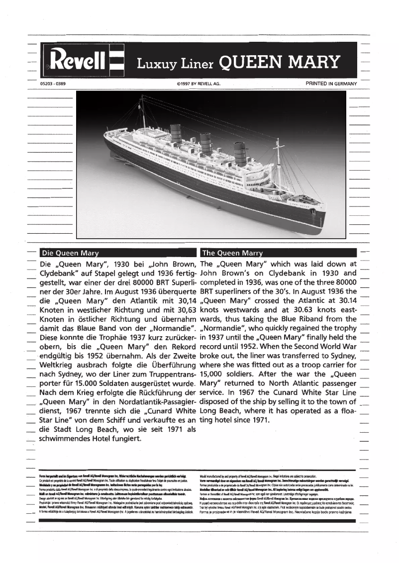 Page 1 of the manual User Manual Revell Queen Mary