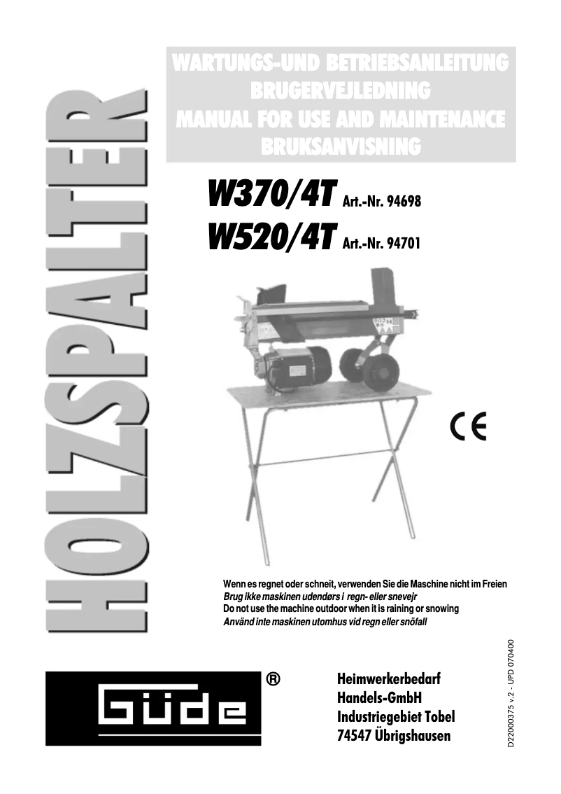 Page 1 of the manual User Manual Güde W520/4T