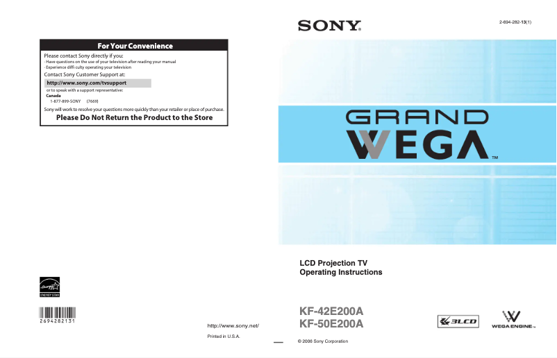 First page image of the manual for KF-50E200A