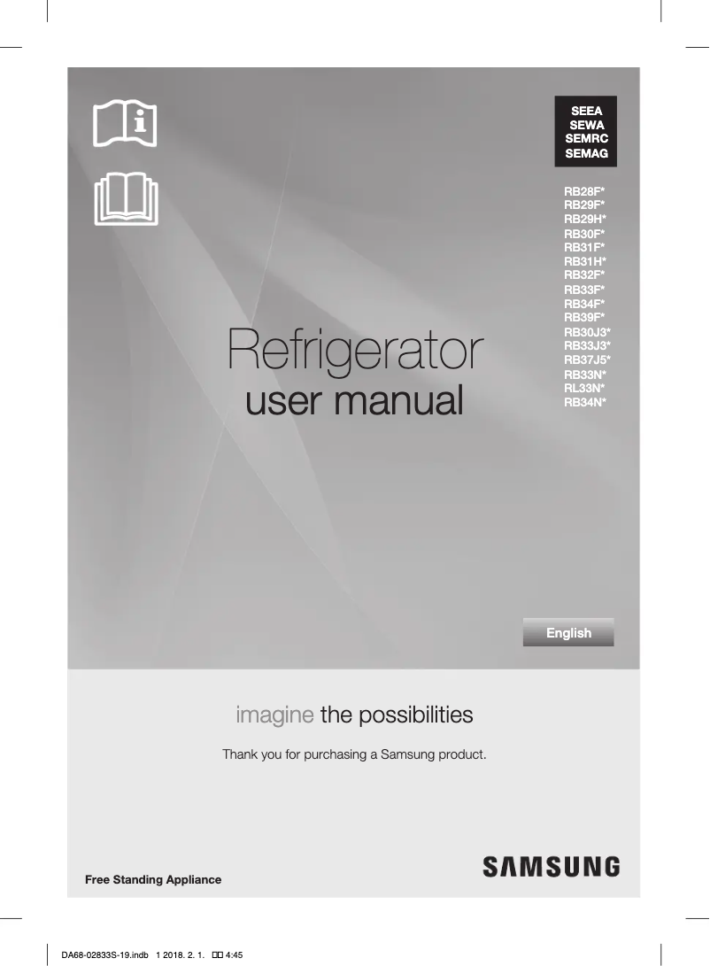 First page image of the manual for RB39FWRNDSA