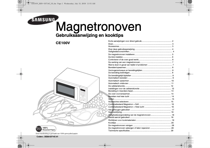 Page 1 of the manual User Manual Samsung CE100V