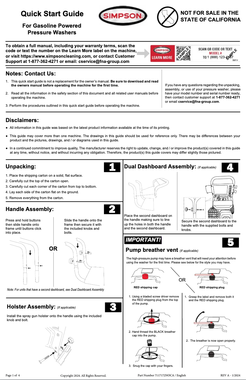 Page 1 of the manual Quick Start Guide Simpson IR4440112