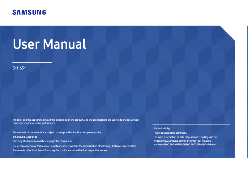 First page image of the manual for S24H650FDN