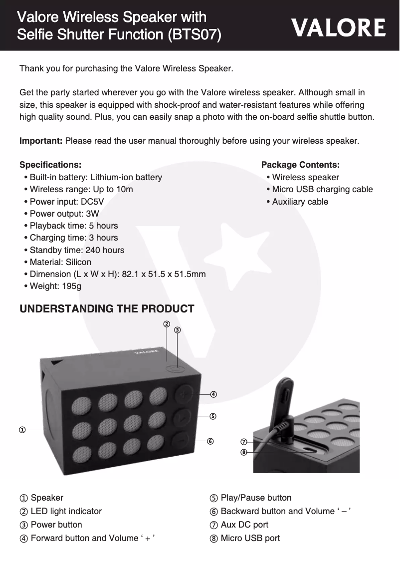 First page image of the manual for BTS07