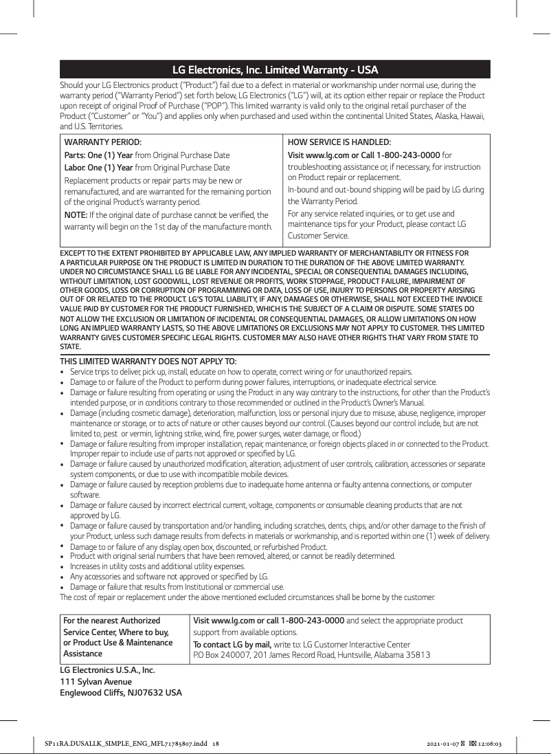 First page image of the manual for SP8YA