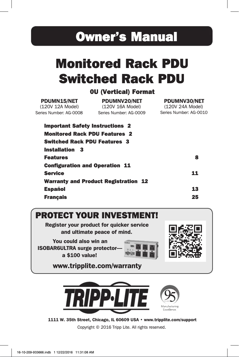 Page 1 of the manual User Manual Tripp Lite PDUMNV20