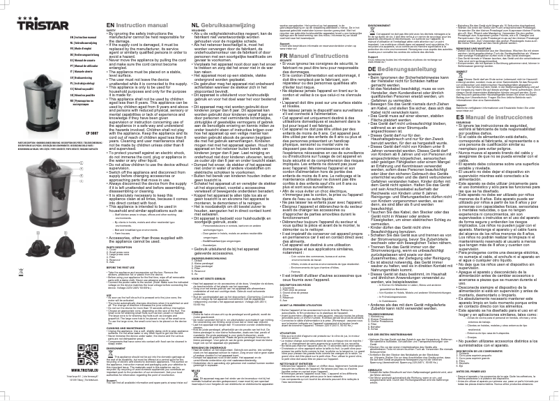 Page 1 of the manual User Manual TriStar CP-3007