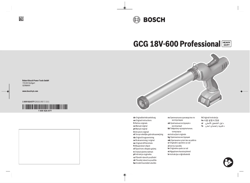 Page 1 of the manual User Manual Bosch GCG 18V-600