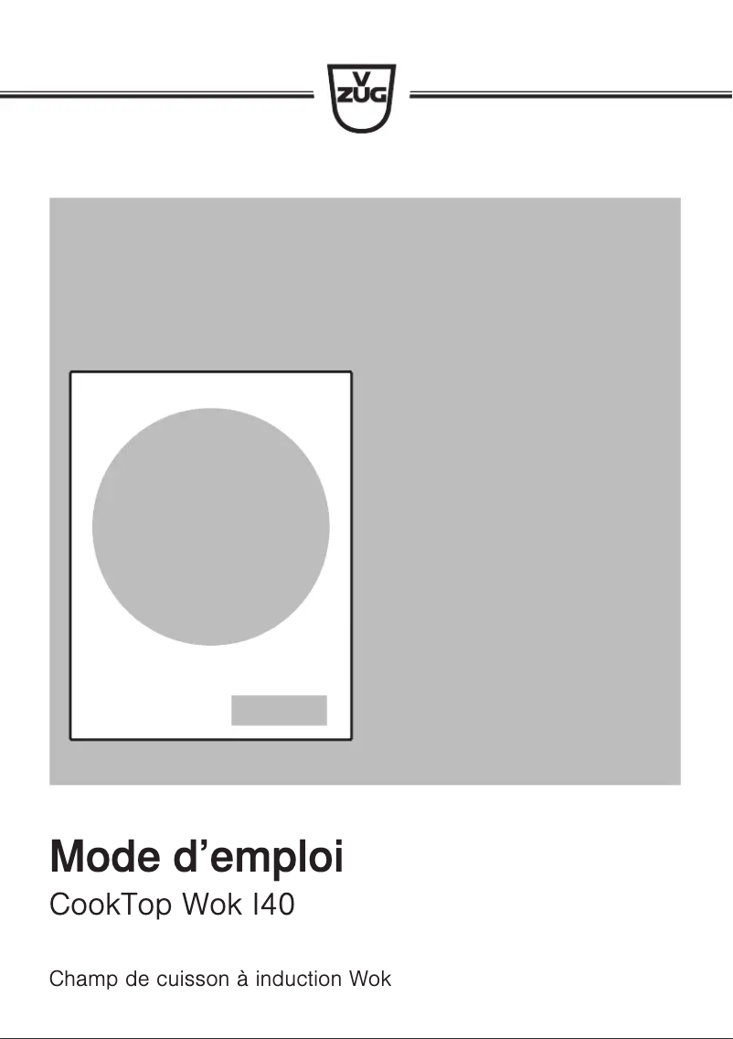 First page image of the manual for CookTop Wok I40